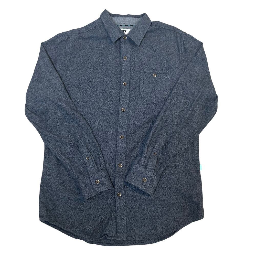 Vissla men's heathered gray 100% cotton flannel long sleeve button down size L